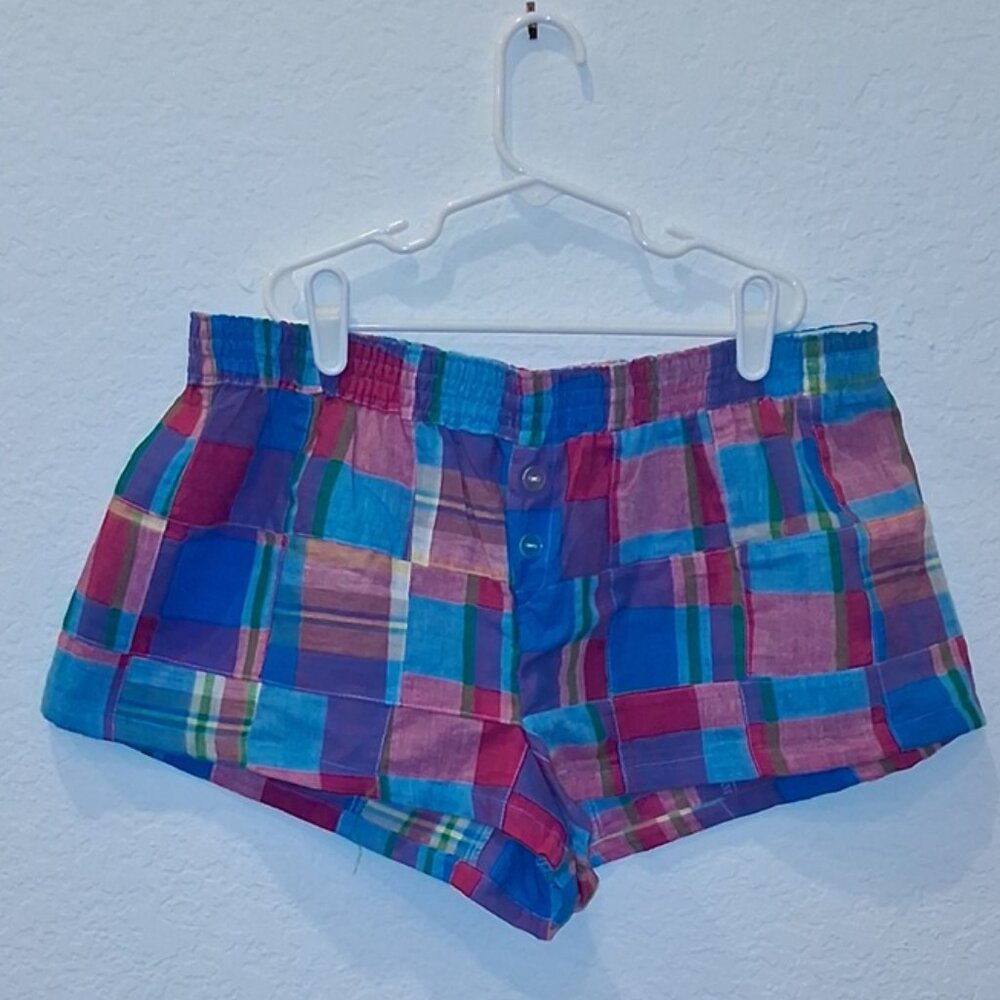 NWOT, Itty Bitty Boxer Short, Madras Print, Juniors Large